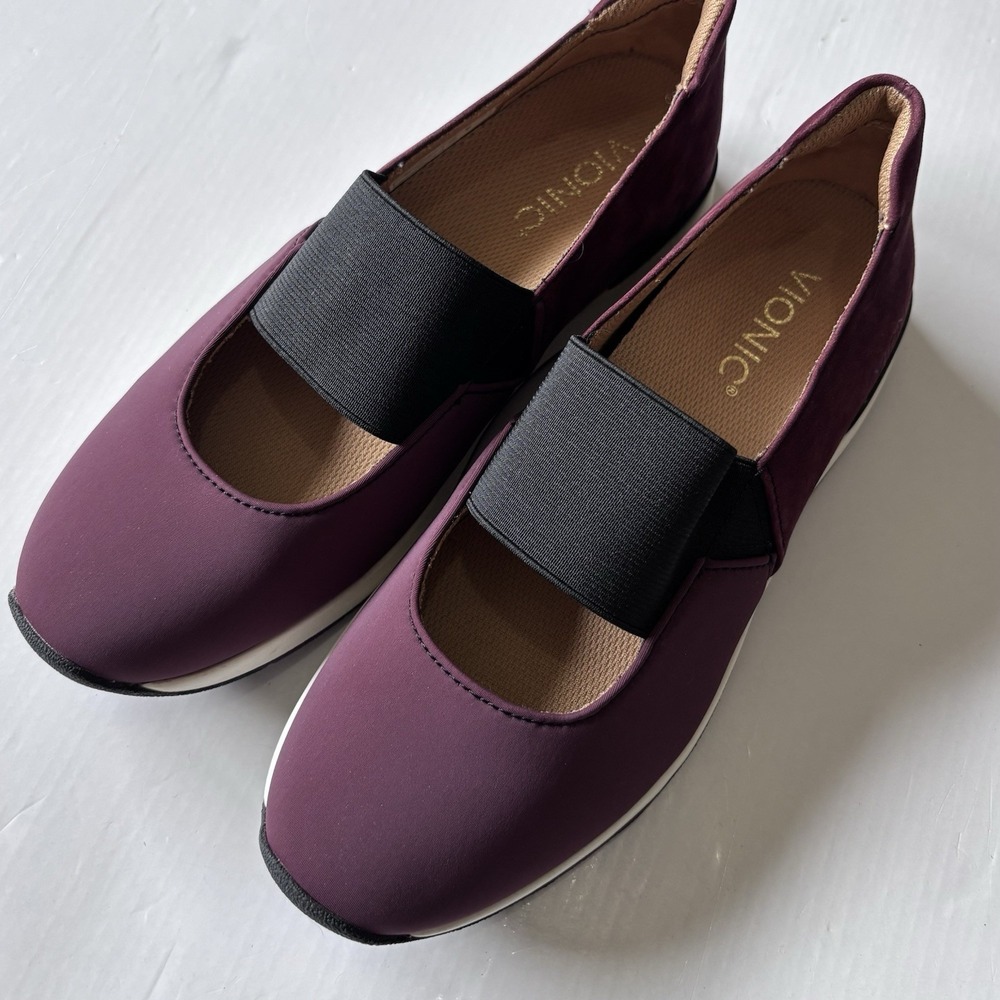 Vionic Cadee Mary Jane Shoes Women's 7 Wine Suede Slip On Orthotic Walking EUC